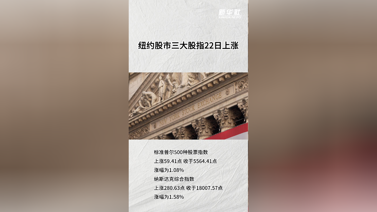 纽约股市三大股指22日上涨