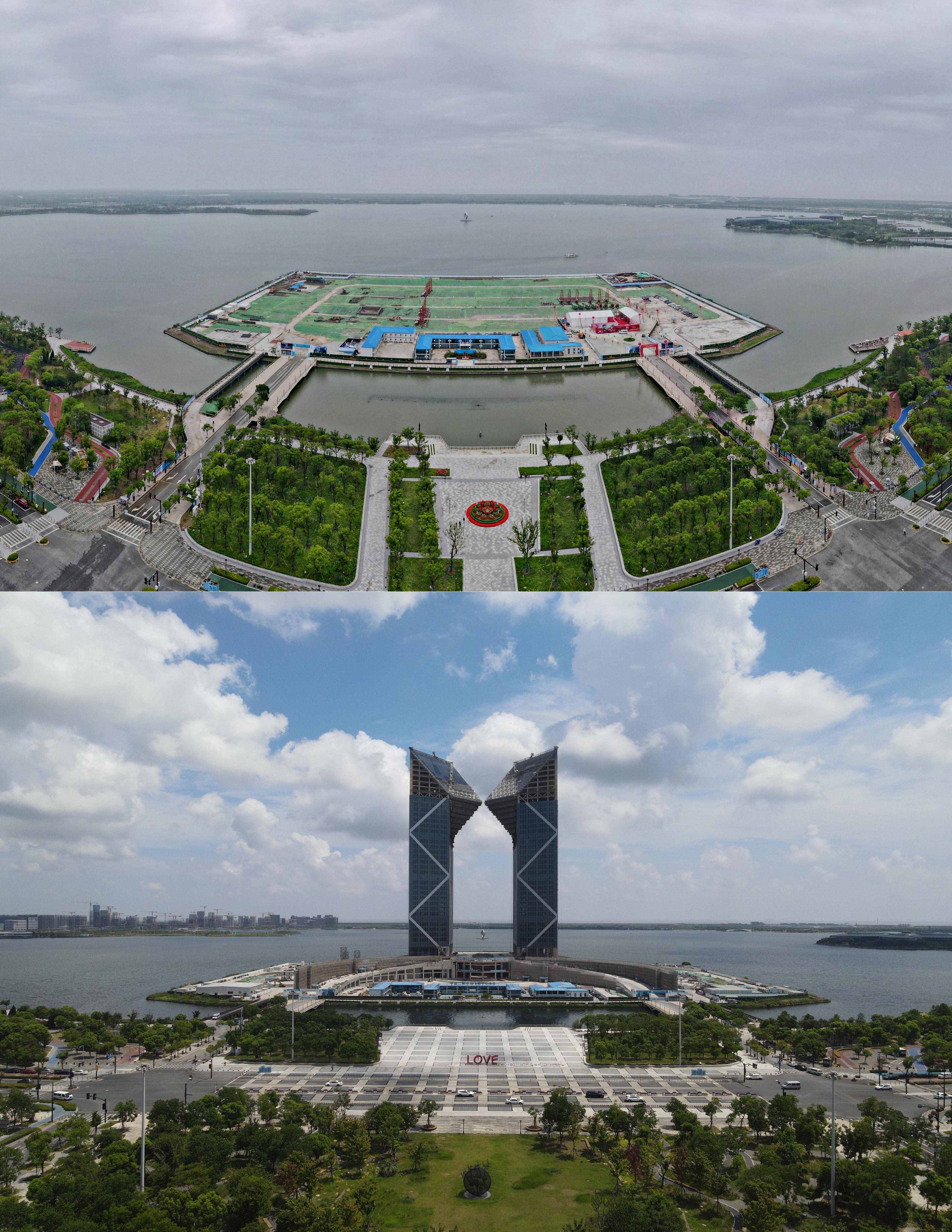 上海临港新片区地标建筑雄姿初现