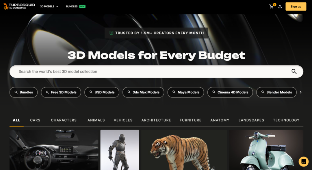 站酷海洛引入3D模型资源库TurboSquid