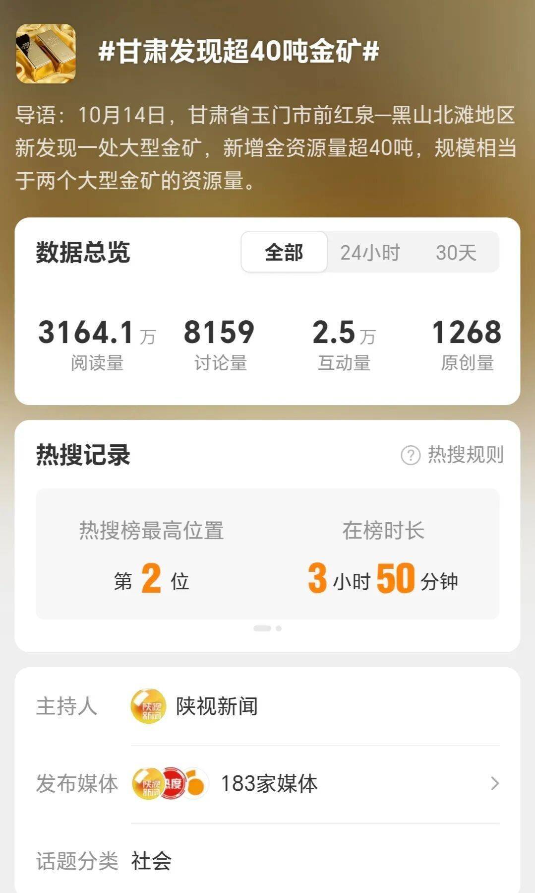 新华社权威快报丨1444.49吨！我国探明首个千吨级金矿