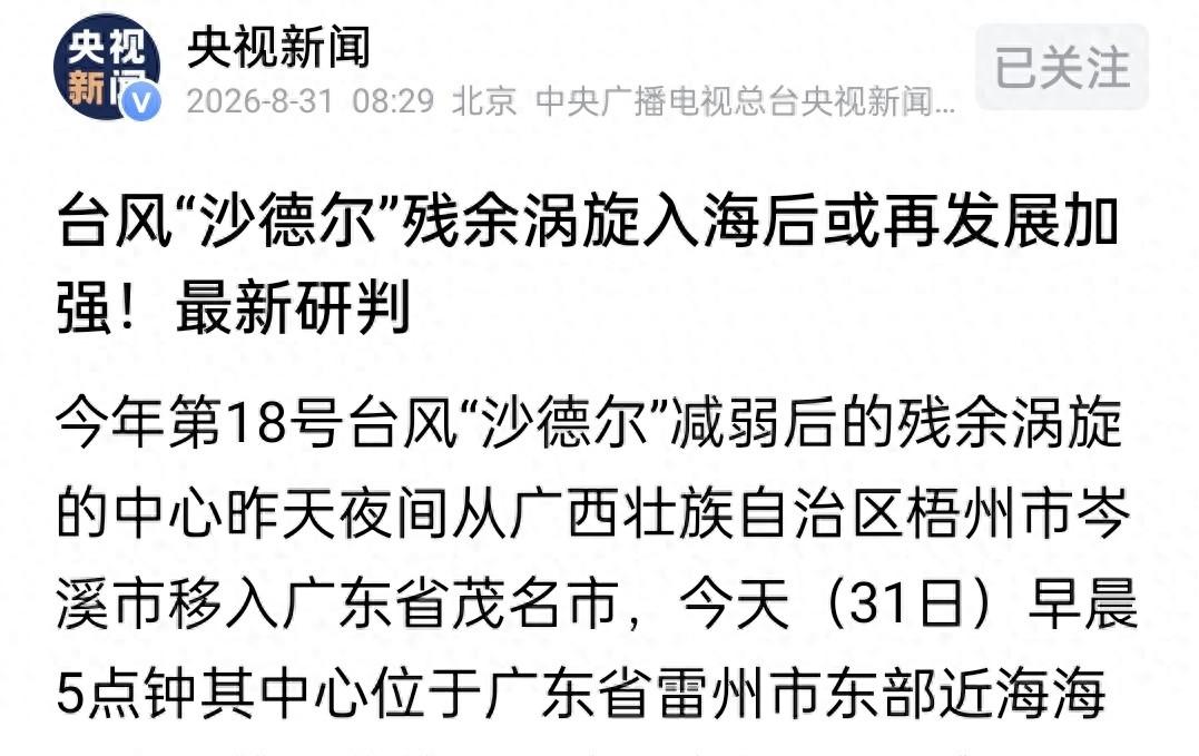 罕见!“沙德尔”停止编号后再度加强为台风 最新路径